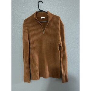 Garnet Hill 100% Cashmere 1/4 Zip Sweater Rust Burnt Orange Men's Size Medium